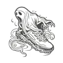 sheet ghost with running shoes tattoo design idea