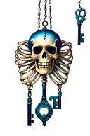 skeleton key windchime tattoo design idea