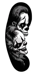 evil clowns with candy skulls facing each other tattoo design idea