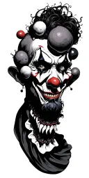 evil clowns with candy skulls facing each other tattoo design idea