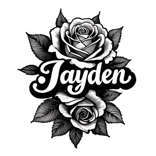 The name "Jayden" with roses wrapped tattoo design idea