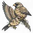 two small naval sparrows flying toward eachother, one dead the other zombie tattoo design idea