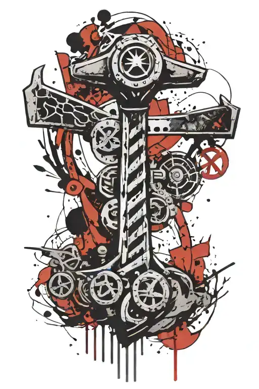thors hammer and peace sign tattoo design idea