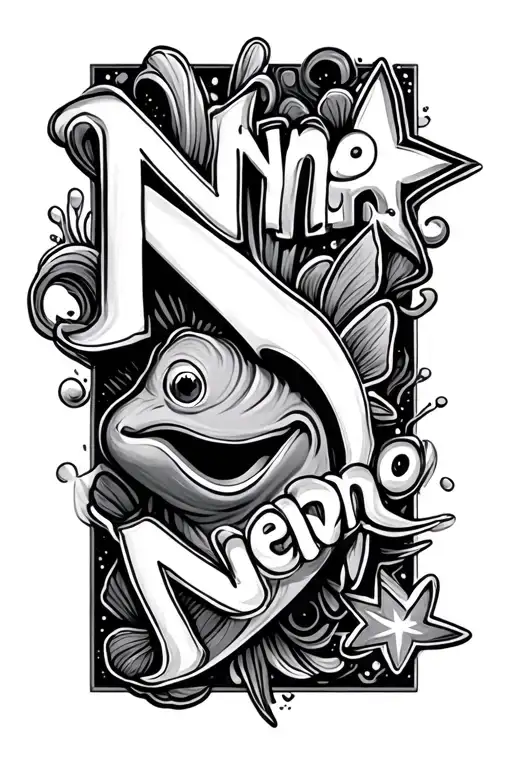 the written name Nemo with a little star next to it tattoo design idea