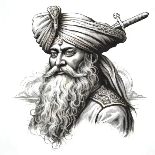 baba deep singh ji sword tattoo design idea