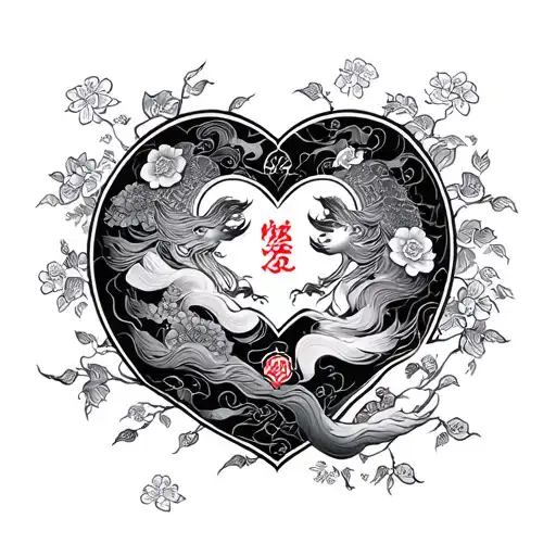 Chinese luck harmony love tattoo design idea