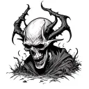 Evil Scary death demon cemetery tattoo design idea