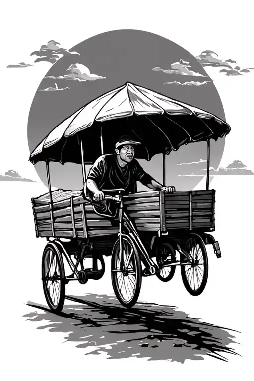 filipino tricycle pulling wagon carrying tattoo design idea
