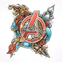 Avengers logo blended tattoo design idea