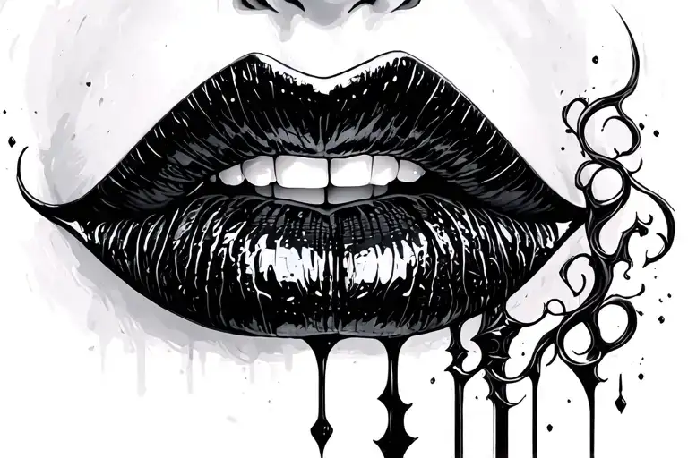 romantic vampires lips surounded tattoo design idea