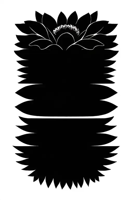 I want a blackout sleeve with negative horizontal bands. inside of the bands, I want a linework flower tattoo design idea