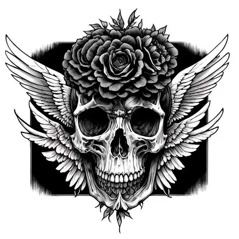 icarus memento mori skull tattoo design idea