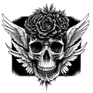 icarus memento mori skull tattoo design idea