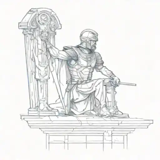 roman soldier and scales tattoo design idea