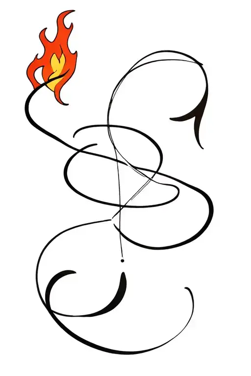 The elements of fire,earth,water,air in avatar twisting around a string  tattoo design idea