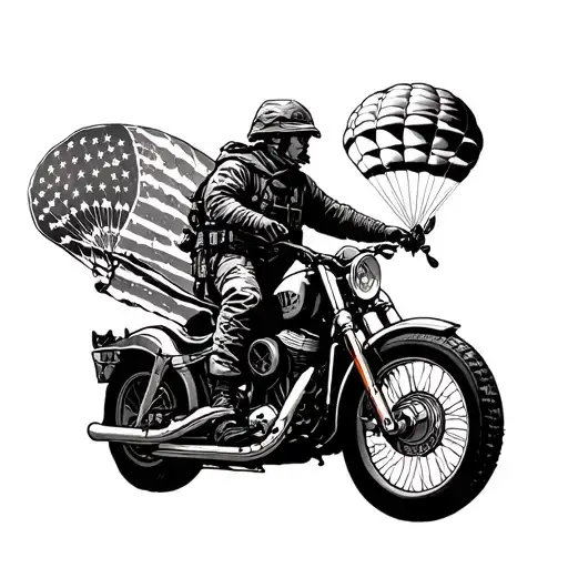 paratrooper, motorcycle and snowboarder tattoo design idea