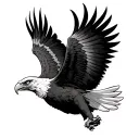 Flying eagle with eyes closed tattoo design idea