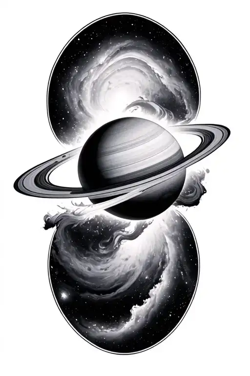 saturn galaxy nebula merging together to form tattoo design idea