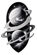 saturn galaxy nebula merging together to form tattoo design idea