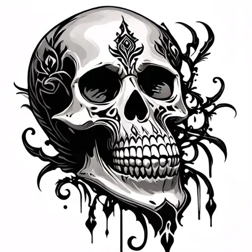 neo gothic tribal art skull tattoo design idea