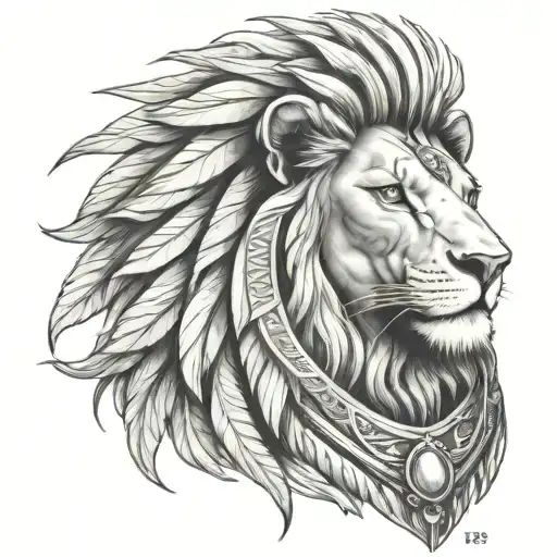 lion Egyptian pharaoh tattoo design idea