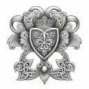 celtic half sleeve tattoo featuring four leaf clover and claddagh  tattoo design idea