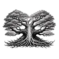 yggdrasil tree tattoo that will cover a man's chest and stop above the stomach tattoo design idea