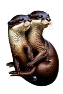 two river otters in love  tattoo design idea