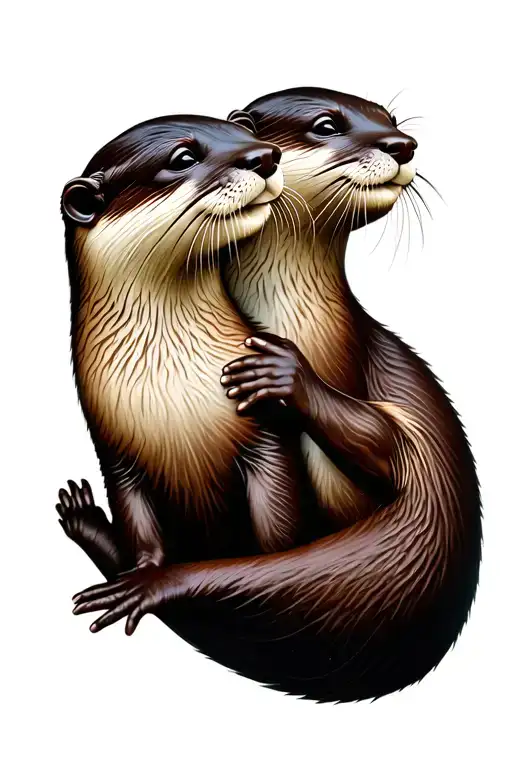 two river otters in love  tattoo design idea