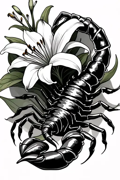 lilys and Scorpion mixed tattoo design idea