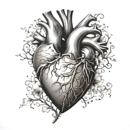 3D realistic heart that looks like tattoo design idea