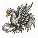 a minimalist phoenix with wings spread wide tattoo design idea