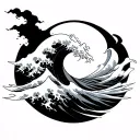 Tsunami tattoo design idea