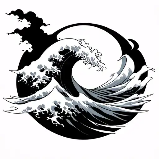 Tsunami tattoo design idea