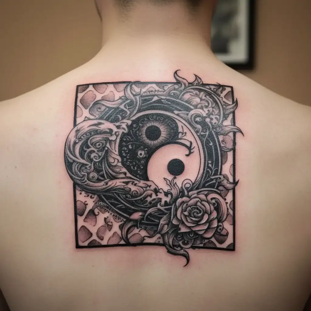 YIn-yang finex space burn night tattoo design idea