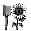 sunflower and shovel  tattoo design idea