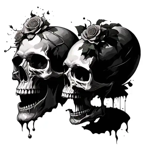 skulls spiting skulls in soul tattoo design idea