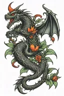 dragon heart vine tattoo design idea