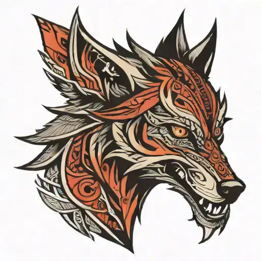 tribal wolf tattoo design idea