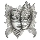 Henna Mask split in half tattoo design idea