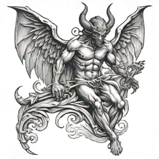 devil killing angel tattoo design idea