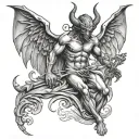 devil killing angel tattoo design idea