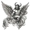 devil killing angel tattoo design idea