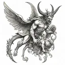 devil killing angel tattoo design idea
