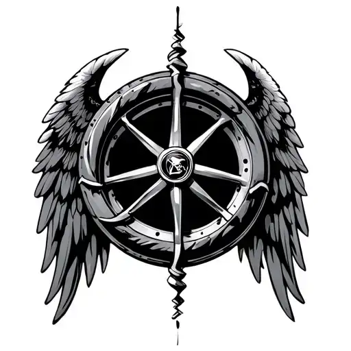 Wheel With Wings tattoo design idea