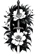Crane flower sword tattoo design idea