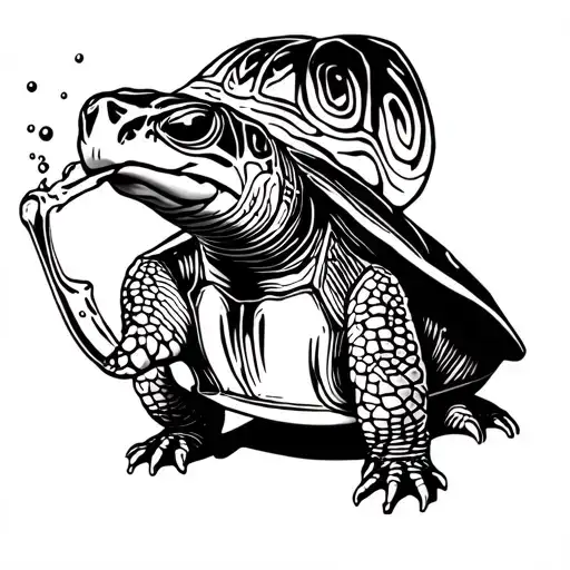 drunk turtle drinking alcohol tattoo design idea