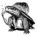 drunk turtle drinking alcohol tattoo design idea