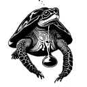 drunk turtle drinking alcohol tattoo design idea