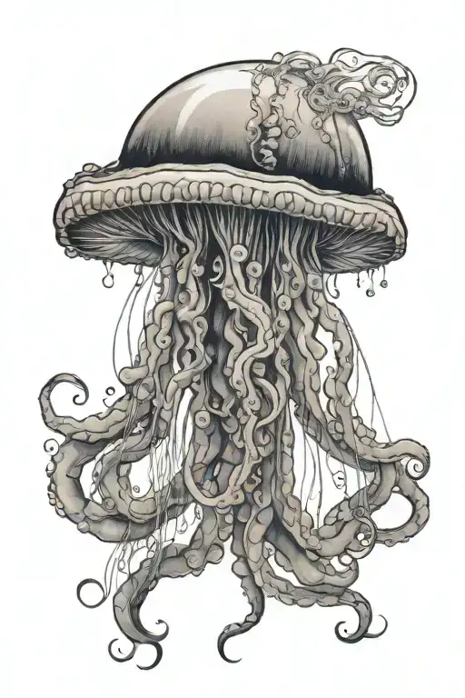 jellyfish with large tentacles tattoo design idea